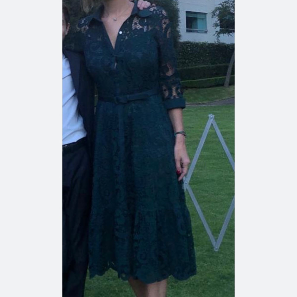 Nanette Lepore Teal Lace Shirt Dress - Picture 2 of 12